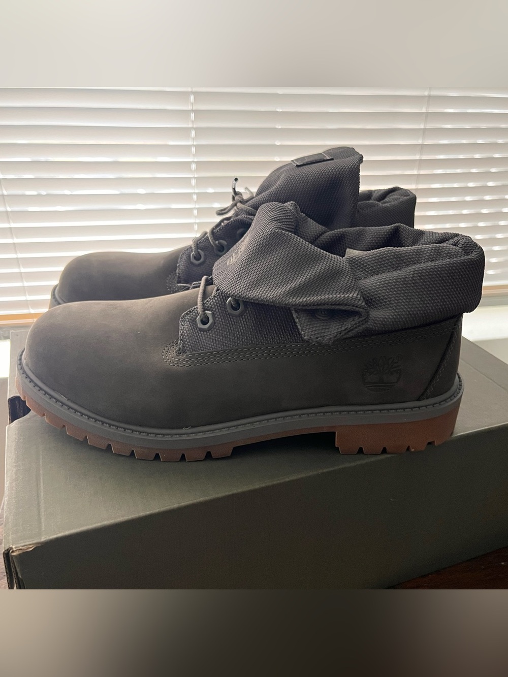 Timberland Fold-Down Collar Boots in Dark Gray